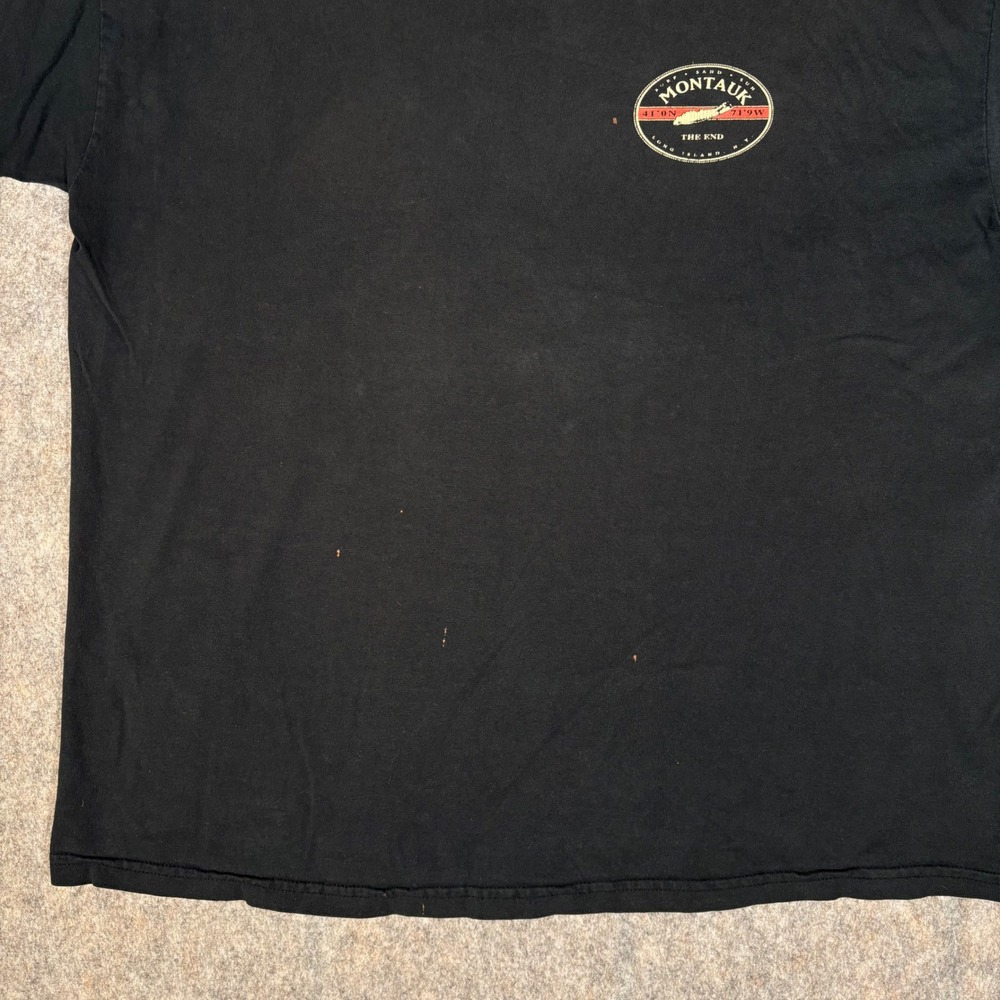 Gildan Montauk T-Shirt Mens XL Black The End Long Island NY Graphic Tee Cotton - Picture 2 of 11